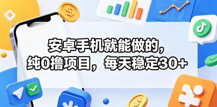 安卓手机就能做的，纯0撸项目，每天稳定30+
