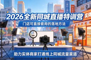 2026全新同城直播特训营，门店可直接套用的落地方法，助力实体商家打通线上同城流量渠道