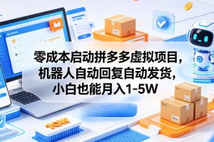零成本启动拼多多虚拟项目，机器人自动回复自动发货，小白也能月入1-5W【揭秘】