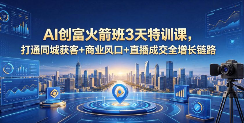 AI创富火箭班3天特训课,打通同城获客+商业风口+直播成交全增长链路,2026年4月新课
