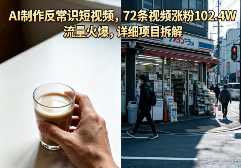 AI制作反常识短视频,72条视频涨粉102.4W,流量火爆,详细项目拆解