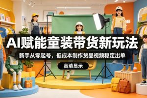 AI赋能童装带货新玩法，新手从零起号，低成本制作货品视频稳定出单