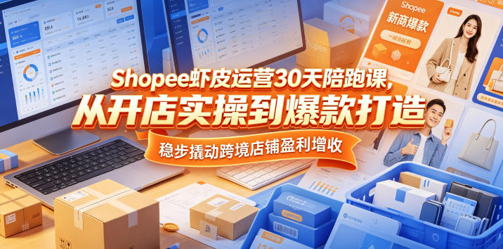 Shopee虾皮运营30天陪跑课,从开店实操到爆款打造,稳步撬动跨境店铺盈利增收