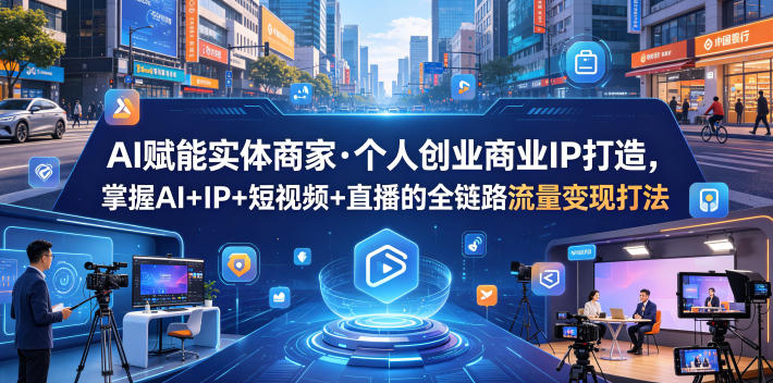 AI赋能实体商家·个人创业商业IP打造，掌握AI+IP+短视频+直播的全链路流量变现打法