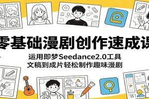 零基础漫剧创作速成课：运用即梦Seedance2.0工具，文稿到成片轻松制作趣味漫剧
