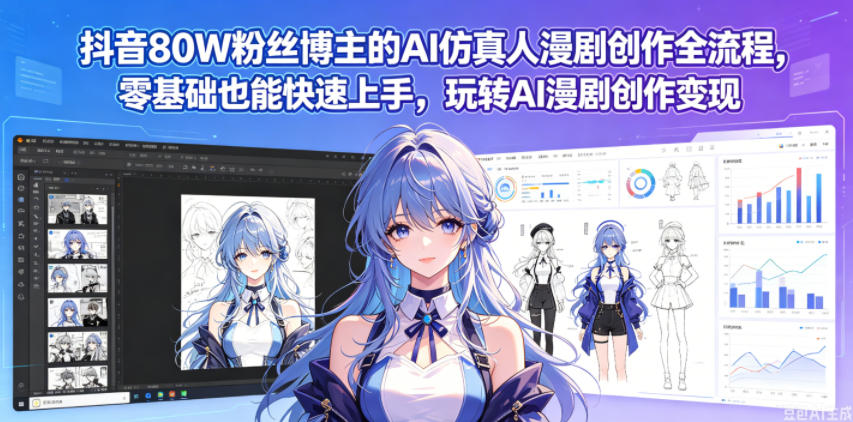 抖音80W粉丝博主的AI仿真人漫剧创作全流程,零基础也能快速上手,玩转AI漫剧创作变现