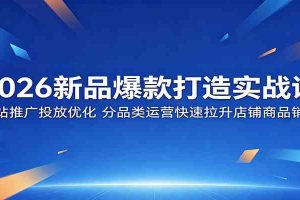 2026新品爆款打造实战课：全站推广投放优化，分品类运营快速拉升店铺商品销量