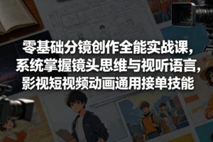 零基础分镜创作全能实战课，系统掌握镜头思维与视听语言，影视短视频动画通用接单技能