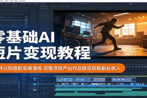 零基础AI短片变现教程：软件认知搭配实操演练，完整流程产出作品稳定获取副业收入