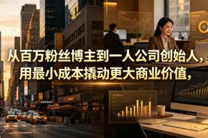 从百万粉丝博主到一人公司创始人，用最小成本撬动更大商业价值