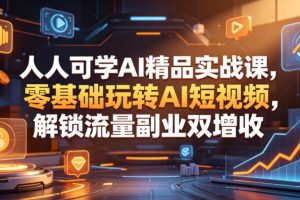 人人可学AI精品实战课，零基础玩转AI短视频，解锁流量副业双增收