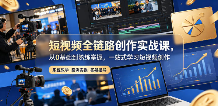 短视频全链路创作实战课，从0基础到熟练掌握，一站式学习短视频创作