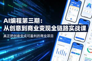AI编程第三期，从创意到商业变现的全链路实战课，真正把创意变成可盈利的商业项目（更新05月29日）
