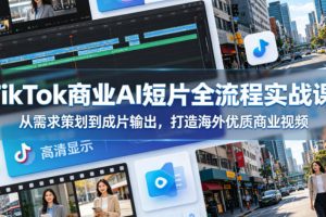 TikTok商业AI短片全流程实战课，从需求策划到成片输出，打造海外优质商业视频