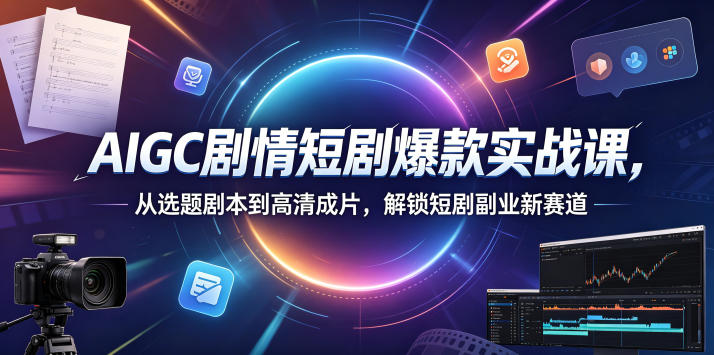 AIGC剧情短剧爆款实战课，从选题剧本到高清成片，解锁短剧副业新赛道