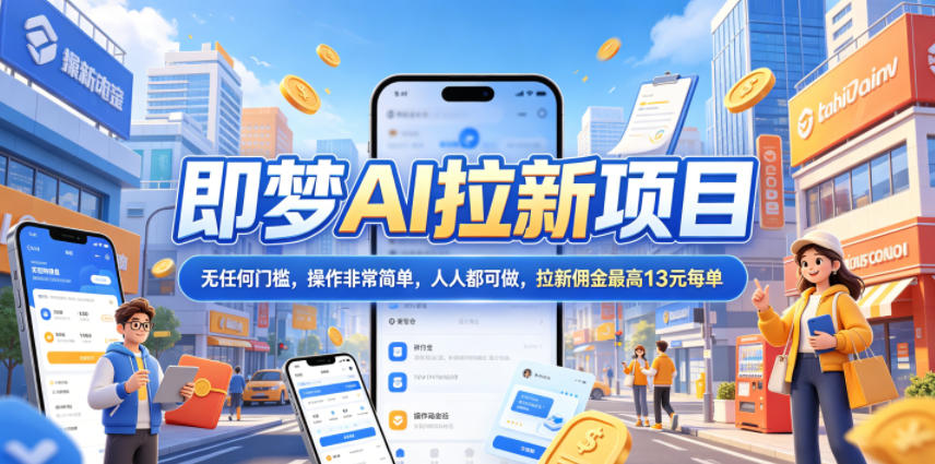2026年即梦AI拉新项目最新玩法,无任何门槛,操作非常简单,人人都可做,拉新佣金最高13米每单(更新6月)