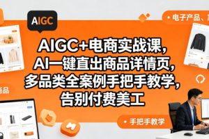 AIGC+电商实战课，AI一键直出商品详情页，多品类全案例手把手教学，告别付费美工（更新）