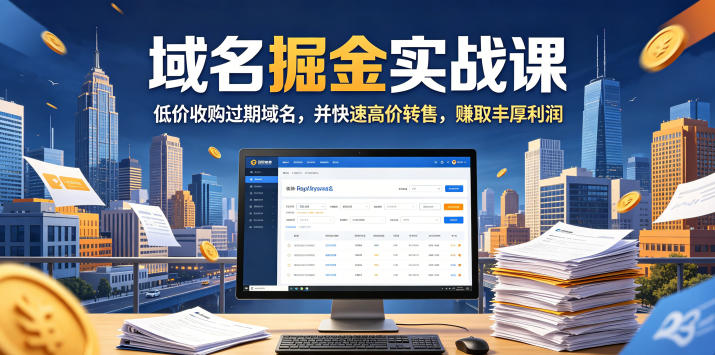 域名交易掘金实战课，低价收购过期域名，并快速高价转售，賺取丰厚利润【原创双语字幕】