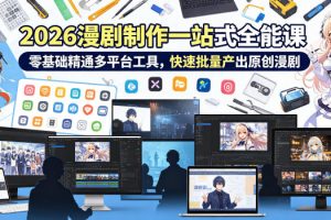 2026 AI漫剧制作一站式全能课，零基础精通多平台工具，快速批量产出原创漫剧