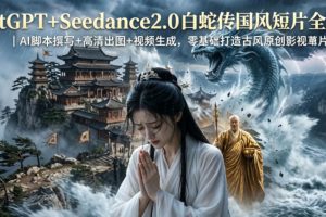 ChatGPT+Seedance2.0白蛇传国风短片全教程｜AI脚本撰写+高清出图+视频生成，零基础打造古风原创影视短片