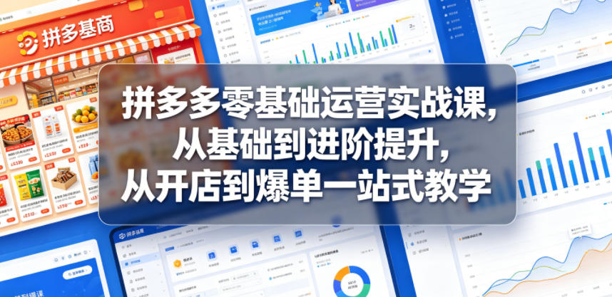 拼多多零基础运营实战课,从基础到进阶提升,从开店到爆单一站式教学