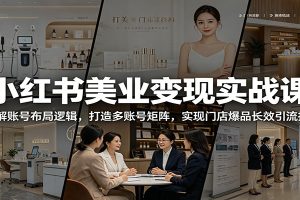 小红书美业变现实战课：拆解账号布局逻辑，打造多账号矩阵，实现门店爆品长效引流拓客