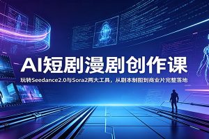 AI短剧漫剧创作课：玩转Seedance2.0与 Sora2两大工具，从剧本制图到商业片完整落地