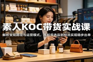 素人KOC带货实战课：解析变现路径与运营模式，从起号选品到投流实现稳步出单