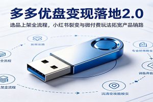 多多优盘变现落地2.0：选品上架全流程，小红书裂变与微付费玩法拓宽产品销路