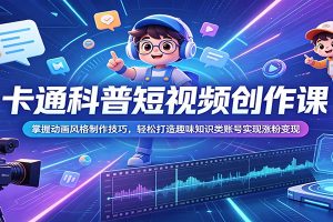 卡通科普短视频创作课：掌握动画风格制作技巧，轻松打造趣味知识类账号实现涨粉变现