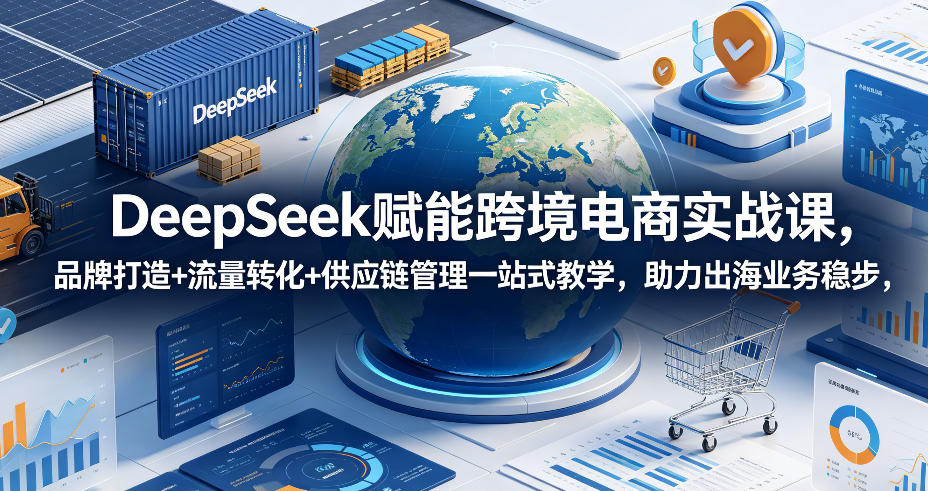 DeepSeek赋能跨境电商实战课,品牌打造+流量转化+供应链管理一站式教学,助力出海业务稳步发展