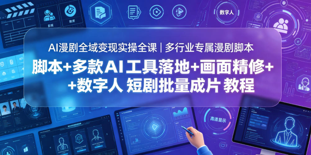 AI漫剧全域变现实操全课|多行业专属漫剧脚本+多款AI工具落地+画面精修+数字人短剧批量成片全教程