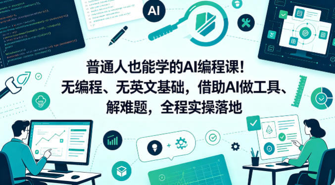 普通人也能学的AI编程课!无编程、无英文基础,借助AI做工具、解难题,全程实操落地(更新6月)