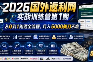 2026年国外返利网实战训练营第1期，从0到1跑通全流程，月入5000美刀不难
