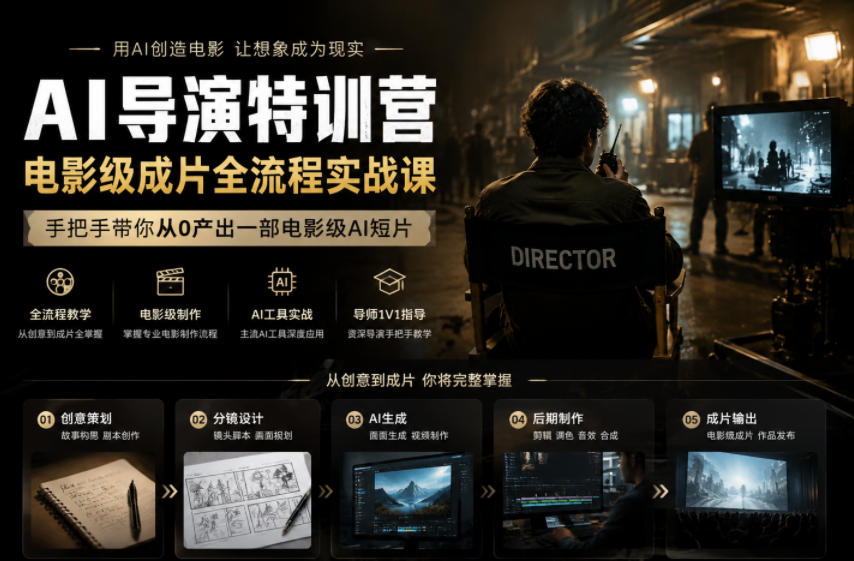 AI导演特训营,电影级成片全流程实战课,手把手带你从0产出一部电影级AI短片