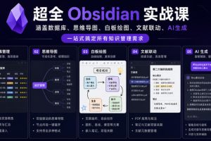 超全Obsidian实战课，涵盖数据库、思维导图、白板绘图、文献联动、AI生成，一站式搞定所有知识管理需求