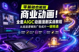 零基础也能做商业动画！全套AIGC动画漫剧实战教程，从底层逻辑到广告成片一键精通