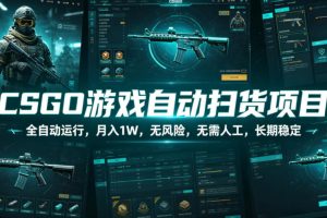 CSGO游戏自动扫货项目，全自动运行，月入1W，无风险，无需人工，长期稳定【揭秘】