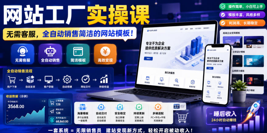 网站工厂实操课,无需客服,网站模板自动赚钱!【原创双语字幕】