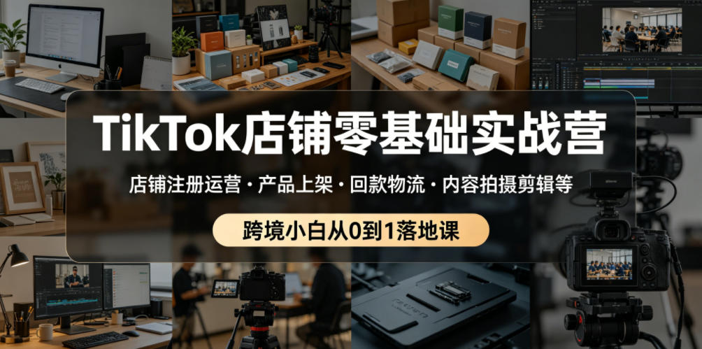 TikTok店铺零基础实战营,店铺注册运营・产品上架・回款物流・内容拍摄剪辑等 ,跨境小白从0到1落地课