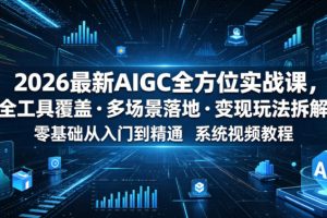 2026最新AIGC全方位实战课，全工具覆盖・多场景落地・变现玩法拆解，零基础从入门到精通系统视频教程