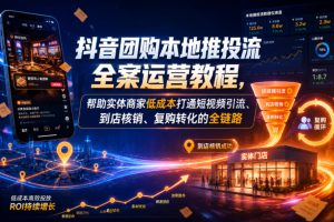 抖音团购本地推投流全案运营教程，帮助实体商家低成本打通短视频引流、到店核销、复购转化的全链路
