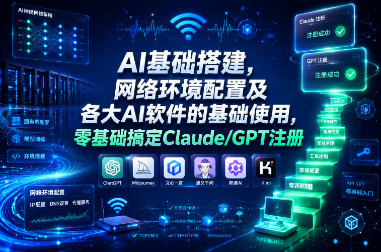 AI基础搭建,网络环境配置及各大AI软件的基础使用,零基础搞定Claude/GPT注册