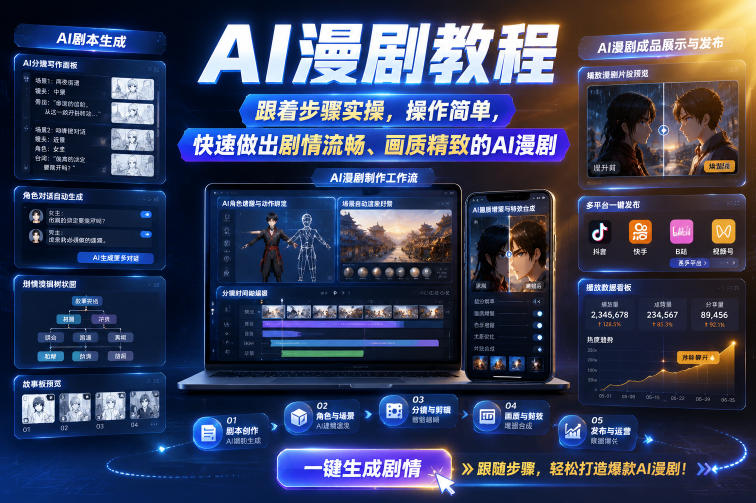 AI漫剧教程,跟着步骤实操,操作简单,快速做出剧情流畅、画质精致的AI漫剧