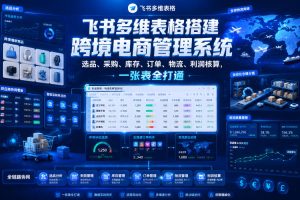 飞书多维表格搭建跨境电商管理系统，选品、采购、库存、订单、物流、利润核算，一张表全打通