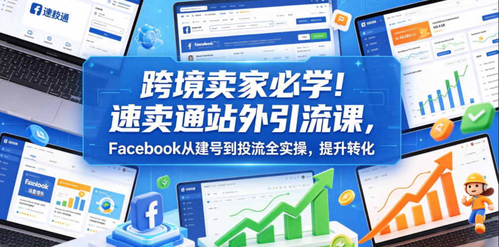 跨境卖家必学!速卖通站外引流课,Facebook从建号到投流全实操,提升转化