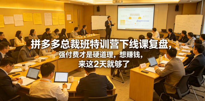 拼多多总裁班特训营下线课复盘,强付费才是硬道理,想賺钱,来这2天就够了