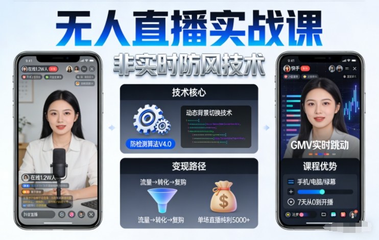 宝子哥无人直播实战课，非实时防风技术，聚焦抖音快手等平台直播带货，轻松开启直播变现之路（更新2026年6月19日）