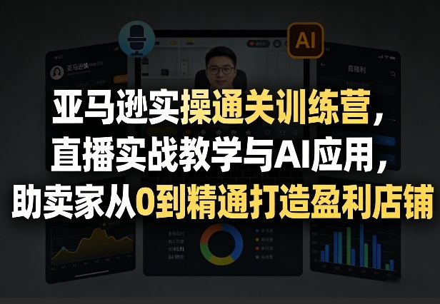 亚马逊实操通关训练营，直播实战教学与AI应用，助卖家从0到精通打造盈利店铺（更新6月18日）