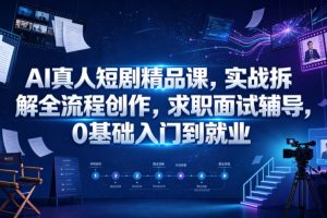 AI真人短剧精品课，实战拆解全流程创作，求职面试辅导，0基础入门到就业